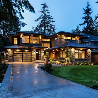 Luxury Modern Mansion at Dusk