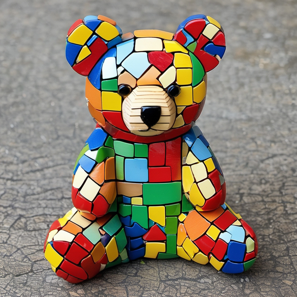 Colorful Mosaic Bear Sculpture