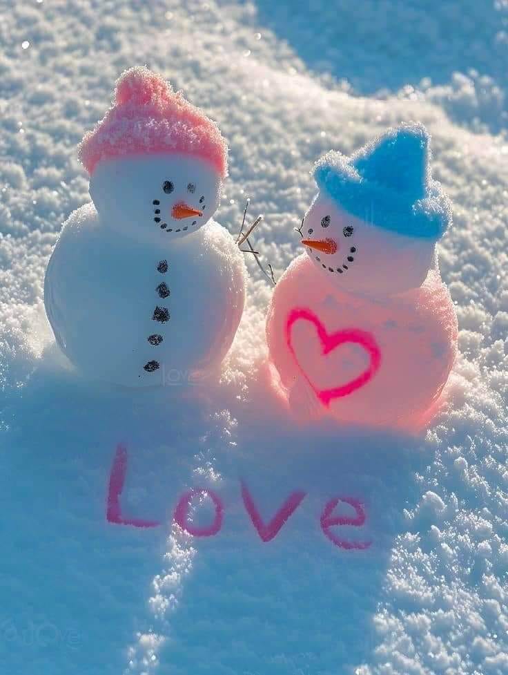 Snowman Couple Love