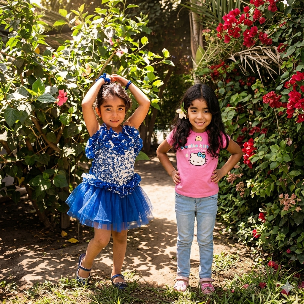 Two Girls in Garden