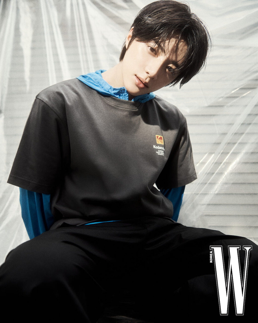 Young male K-pop idol portrait with soft styling