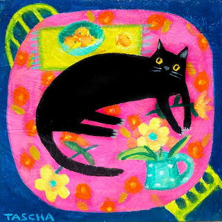 Black Cat Pink Table