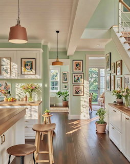 Green Farmhouse Kitchen Interior