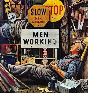 Man Sleeping Road Signs