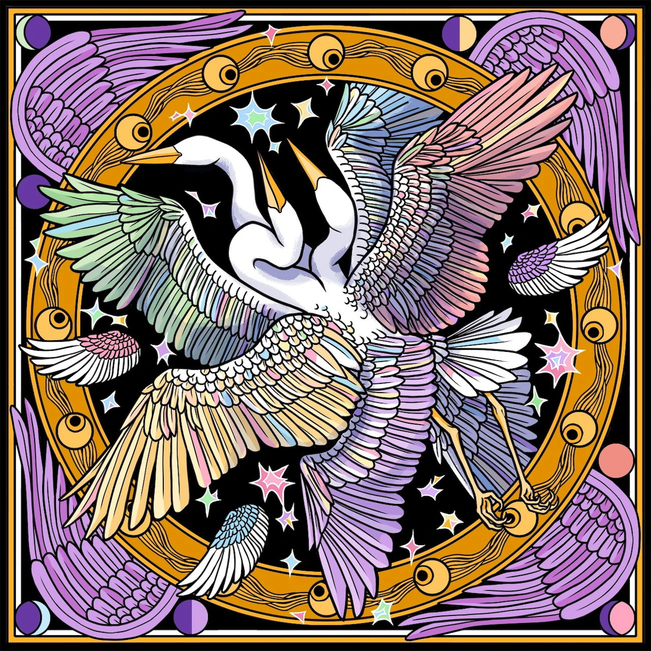 Six-Winged Heron Illustration