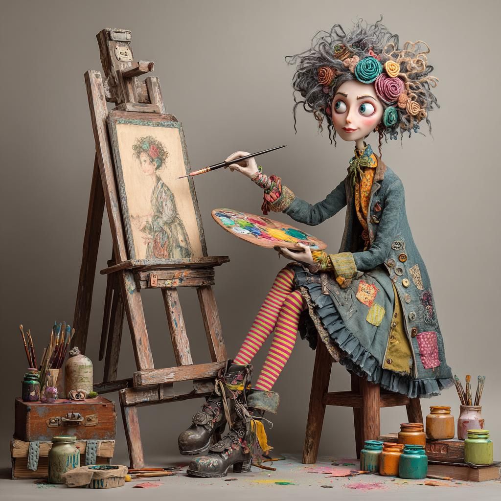 Artist Doll Self Portrait
