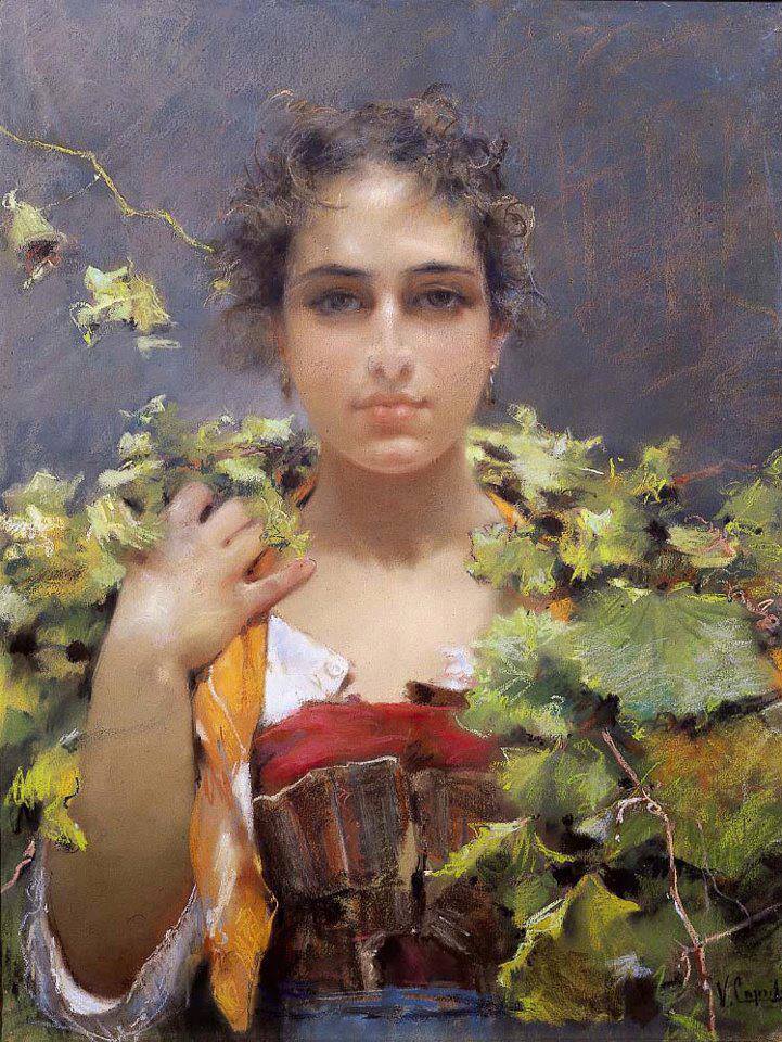 Painting of an elegant Neapolitan woman by Vincenzo Caprile