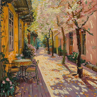 Colorful Spring Street Scene