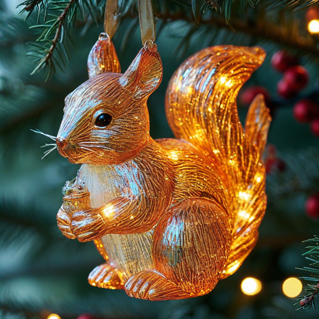 Golden Squirrel Christmas Ornament