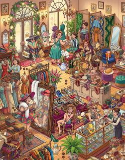 Vintage Clothing Shop Scene