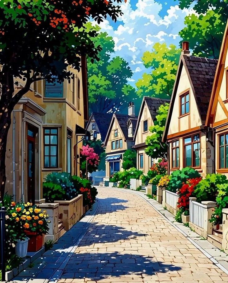 Charming European Village Street