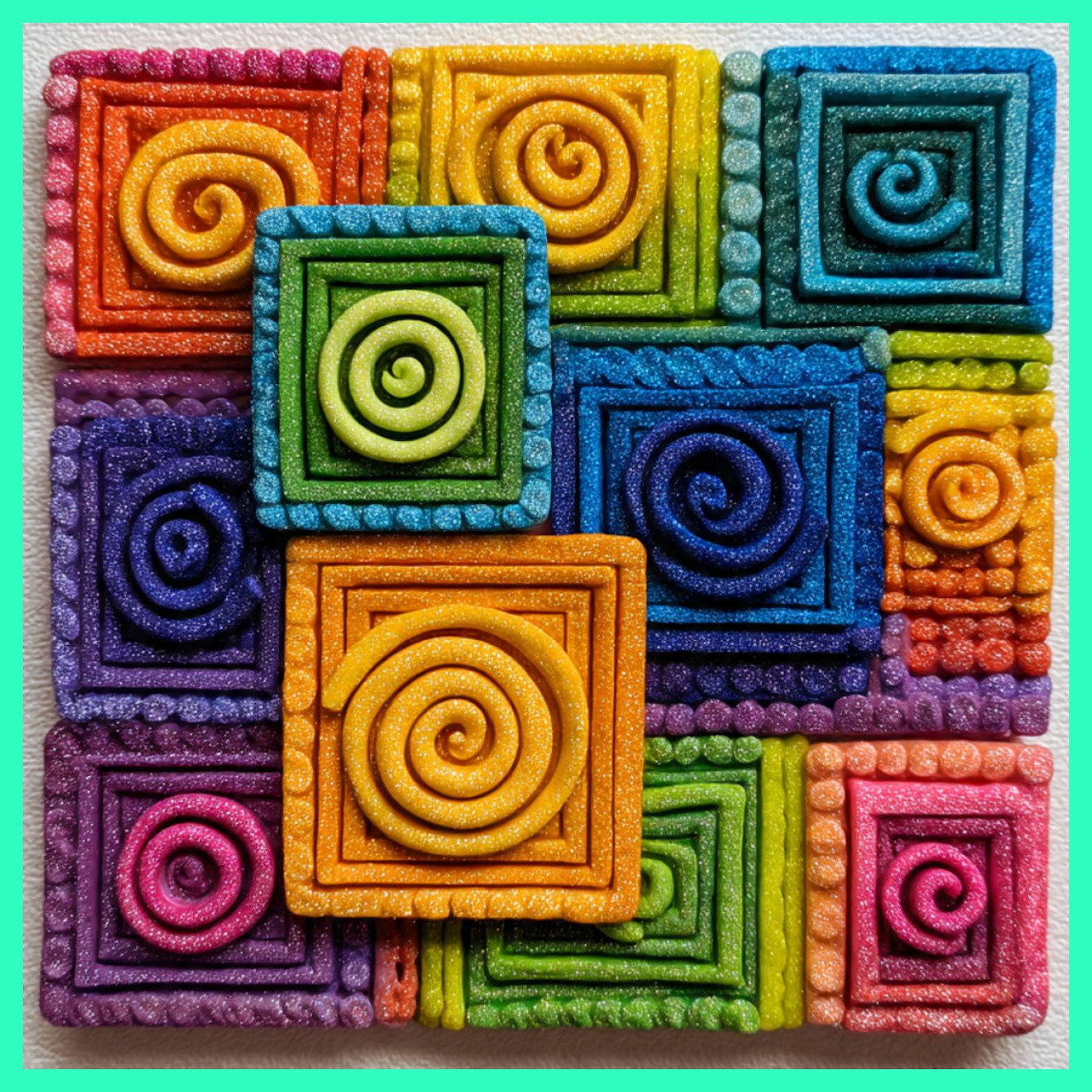 Colorful Swirls in Squares