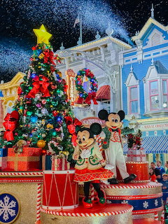 Disney Castle Christmas Parade Night