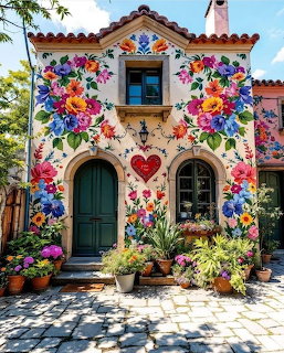 Floral Painted House Facade