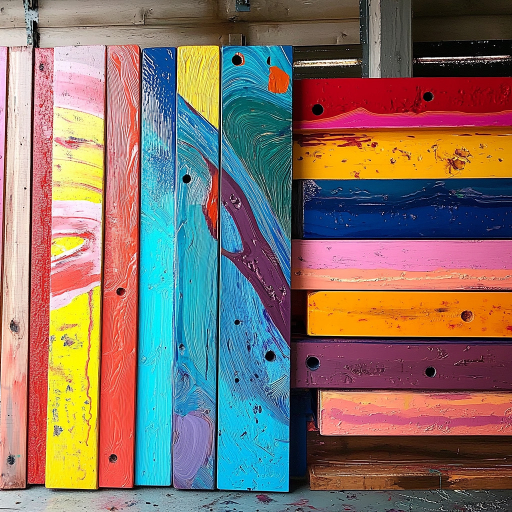 Colorful Painted Wood Planks