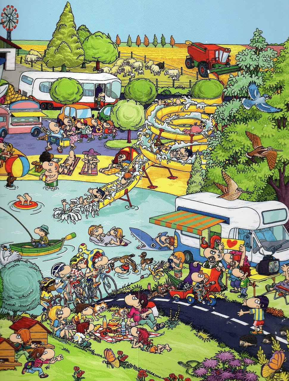 Summer Camping Pool Scene