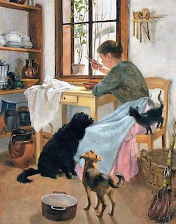 Woman with Cats Dog