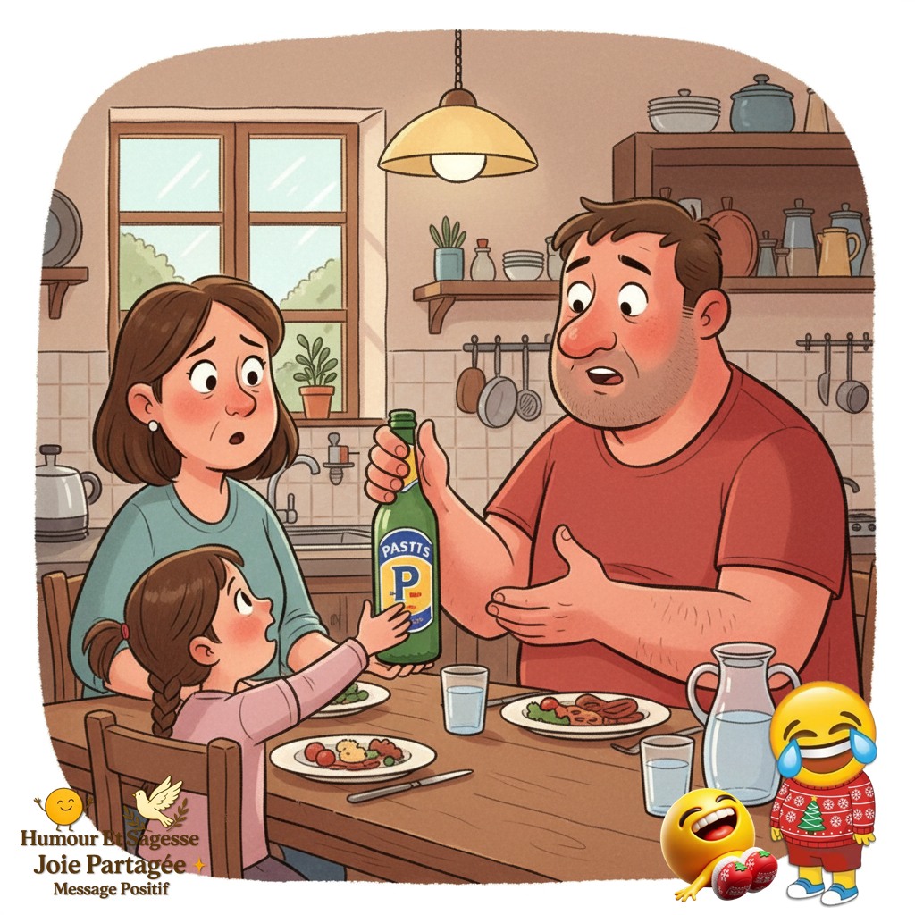 Cartoon family of three eating together at kitchen table