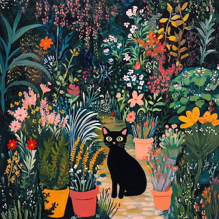 Black Cat in Garden