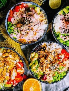 Poke Bowls with Fresh Toppings