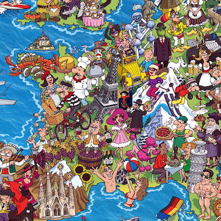 Whimsical Character Collage Map