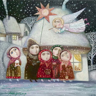 Winter Carolers by Lyudmila Tafiiychuk