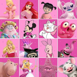 Pink Disney Character Grid