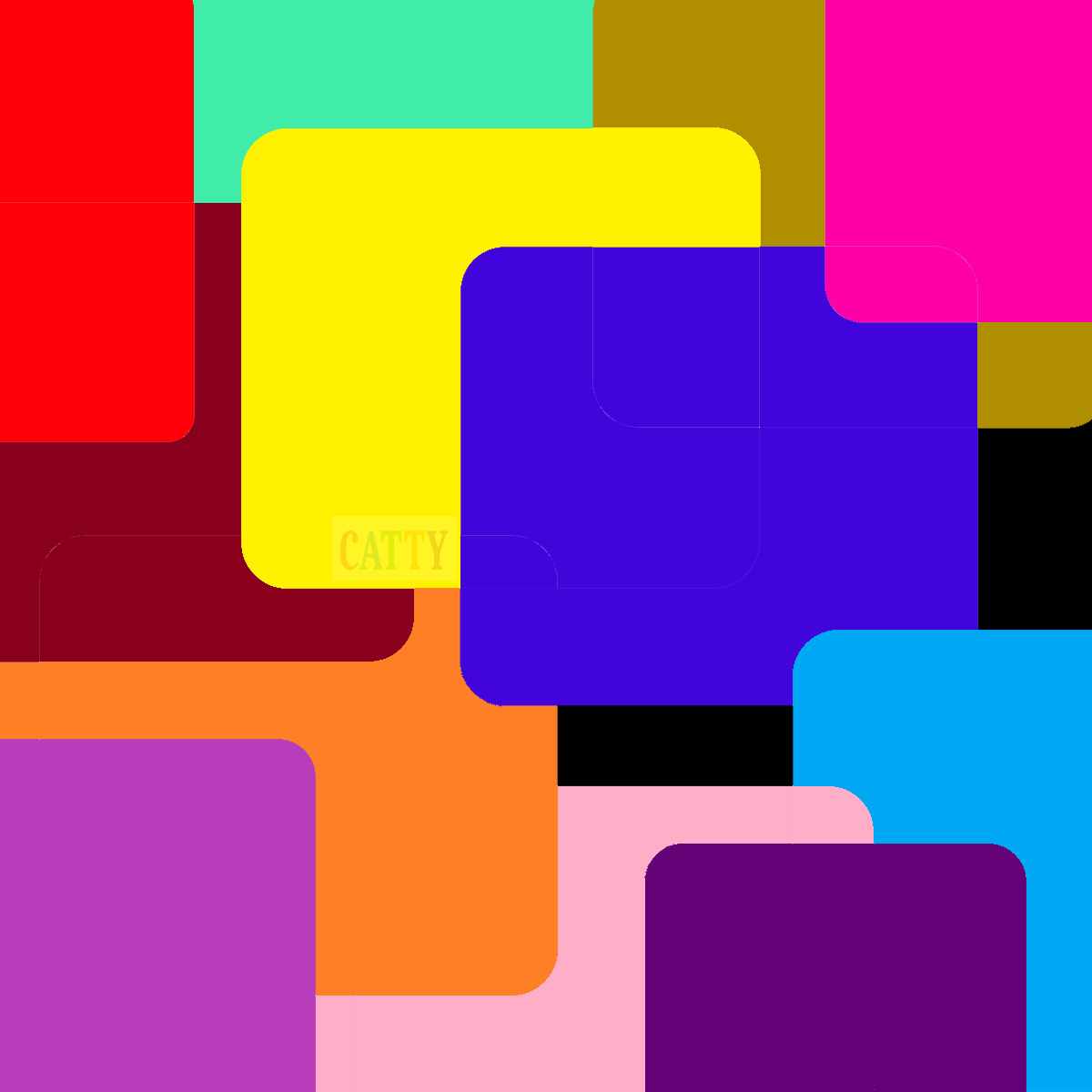 Abstract pattern of overlapping rounded squares in vibrant colors
