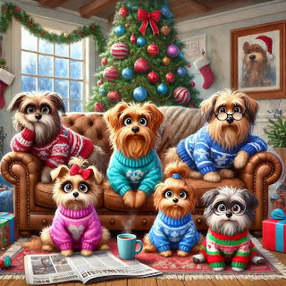 Family of Dogs at Christmas