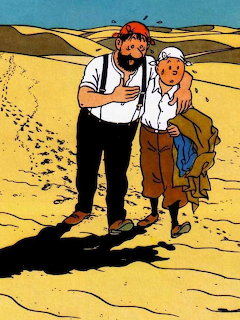 Tintin and Haddock in Desert