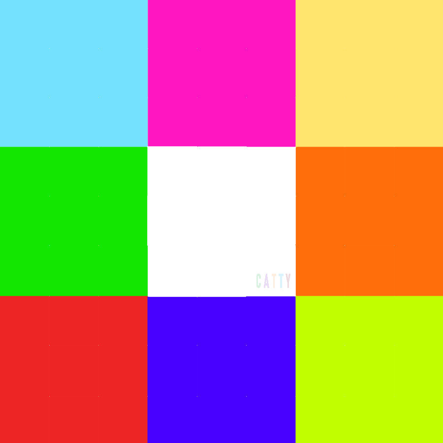 Grid of nine bright colored squares arranged in three rows