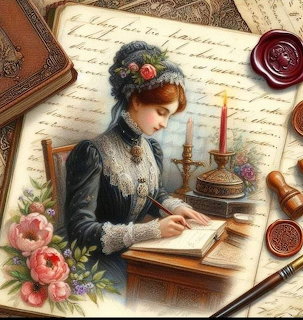 Vintage Woman Writing Letter