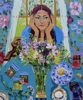 Woman with Flowers Still Life