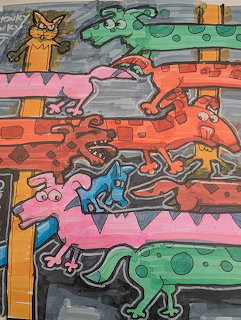 Colorful Cartoon Dogs and Cats
