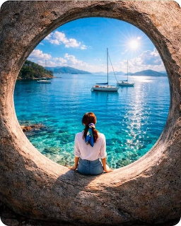 Woman Overlooking Turquoise Bay