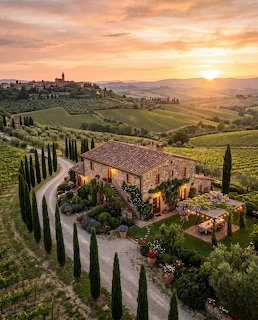 Tuscany Villa at Sunset