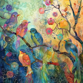 Colorful Birds on Branches