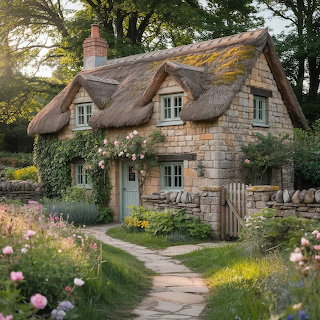 English Thatched Cottage Garden