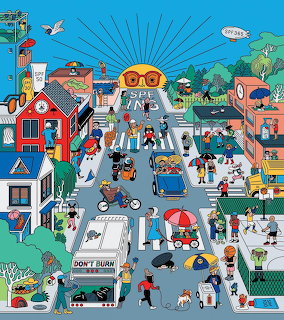 Busy Town Street Scene