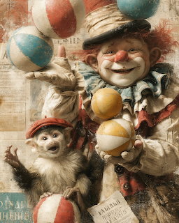 Vintage Clown Monkey