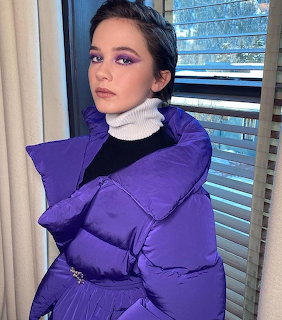 Cailee Spaeny Purple Coat Portrait