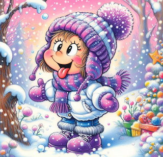 Cartoon Girl in Winter Snow