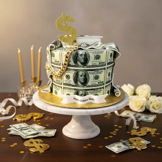 Money Cake with Dollar Bills