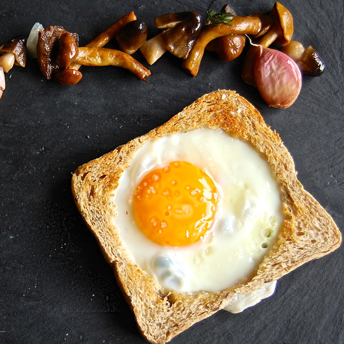 Fried Egg on Toast with Mushrooms