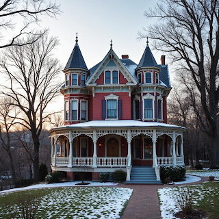 Victorian House Winter Scene
