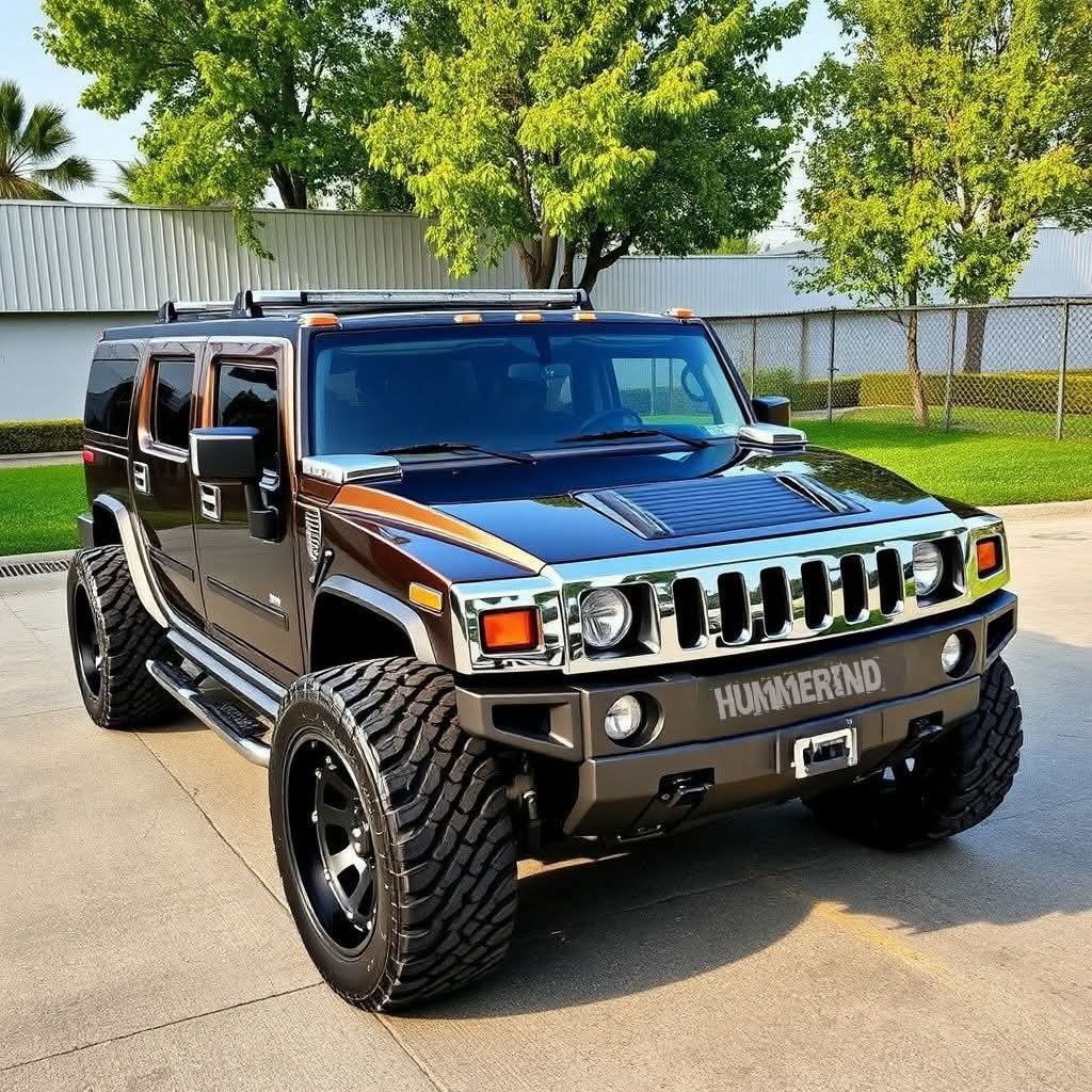 Black custom Hummer SUV parked on a driveway outdoors