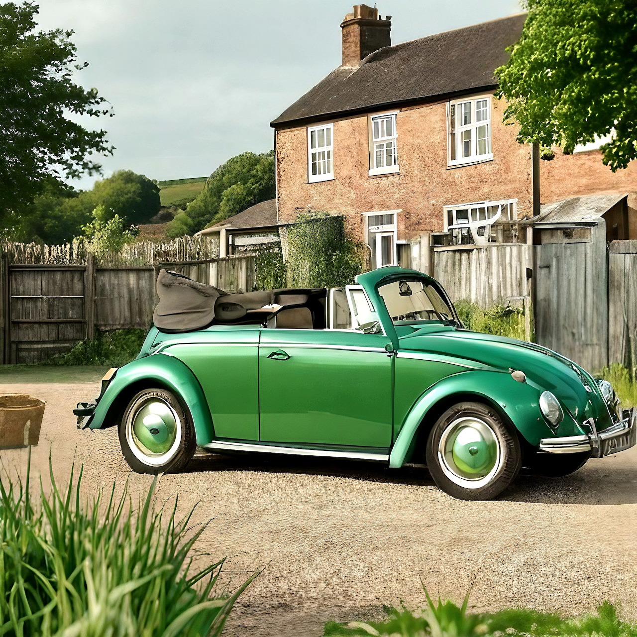 Green VW Beetle Convertible