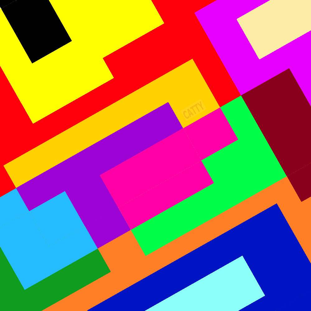 Abstract geometric pattern with overlapping colorful rectangular blocks in various bright colors