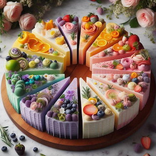 Rainbow Decorated Cake Slices