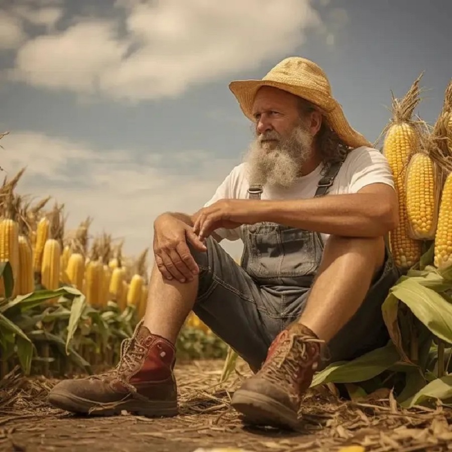 Farmer in Iowa Cornfield